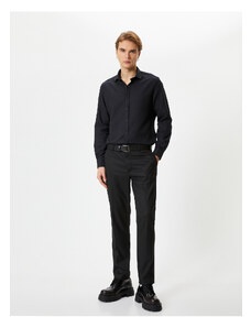 Koton Slim Fit Shirt Half Italian Collar Long Sleeve