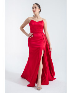 Lafaba Women's Red Strapless Long Evening Dress