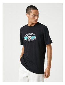 Koton Základní tričko Skull Printed Crew Neck