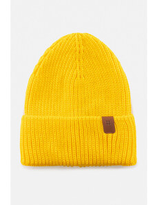 Avva Yellow Ribbed Unisex Beret