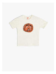 Koton T-Shirt Short Sleeved Crew Neck Cotton Lion Print