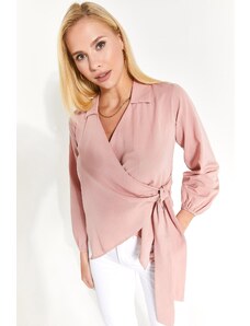 armonika Women's Dry Rose Collar Double-breasted Blouse