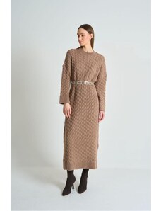 Laluvia Mink Hair Knitted Thick Knitwear Dress
