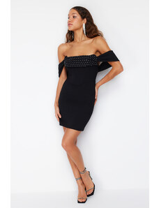 Trendyol Black Body-fitting Woven Lined Shiny Stone Elegant Evening Dress