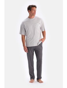 Dagi Gray Crew Neck Oversize Top Cotton Modal Pajamas Set