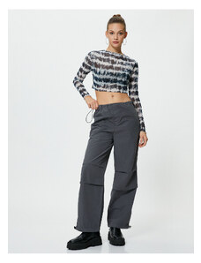 Koton Oversize Parachute Trousers with Floor Detail and Pockets Cotton