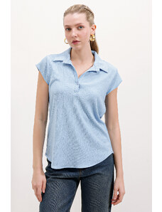 Bigdart 20123 Polo Knitted Blouse - Blue