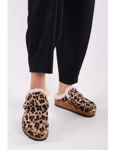 Shoeberry Women's Softie Leopard Suede Furry Flat Slippers