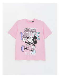 LC Waikiki Women's Crew Neck Mickey Mouse Printed Short Sleeve T-Shirt