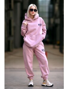 Madmext Pale Pink Women's Hooded Tracksuit