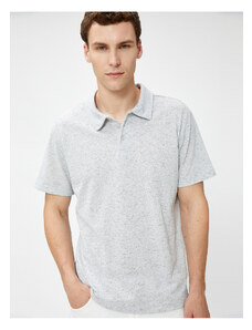 Koton Marked Polo Neck T-shirt with Buttons, Short Sleeves.