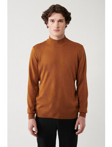 Avva Camel Unisex Knitwear Sweater Half Turtleneck Non-Pilling Regular Fit