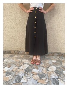 Laluvia Black Gold Buttoned Skirt