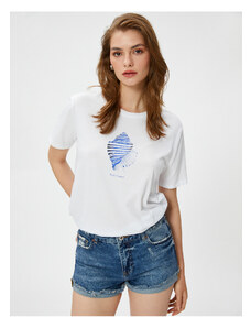 Koton Şahika Ercümen X Cotton - Shell Printed Cotton T-Shirt.