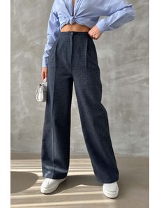 Laluvia Navy Blue Premium Quality Cachet Palazzo Pants