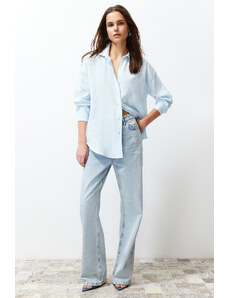 Trendyol Blue Oversize Wide Fit Woven Shirt