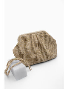 Marjin Women's Handmade Knitted Shoulder Bag Tives Beige Straw