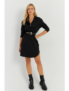 Cool & Sexy Women's Black Hooded Scuba Mini Dress
