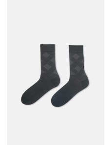 Dagi Men's Black Diamond Pattern Bamboo Socks