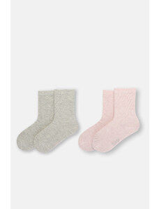 Dagi 2 Pack Girls Pink Ruffle Elastic Socks