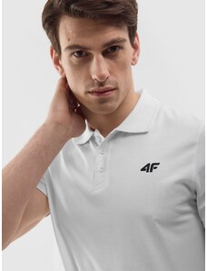 4F Pánské hladké polo tričko regular - bílé