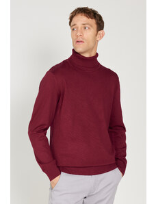 ALTINYILDIZ CLASSICS Men's Burgundy Standard Fit Regular Fit Full Turtleneck Knitwear Sweater