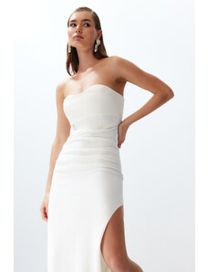 Trendyol Bridal White Body-Sitting Corset Detailed Wedding/Wedding Long Evening Dress Gown