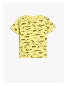 Koton Dinosaur Print T-Shirt Short Sleeved Crew Neck Cotton
