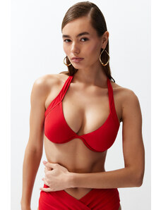 Trendyol Red Balconette Reverse V Underwire Bikini Top