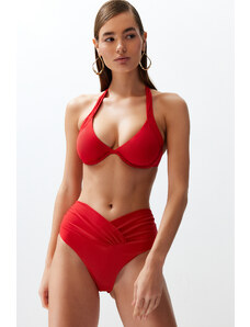 Trendyol Red V Cut High Waist Regular Bikini Bottom