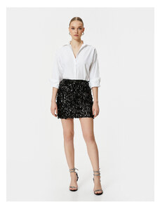 Koton Sequin Sequined Mini Skirt Lined Standard Waist Slim Fit