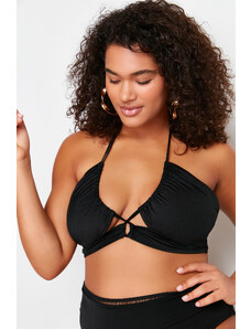 Trendyol Curve Black Tie Detailed Slimming Effect Bikini Top