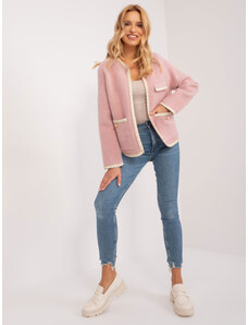 Fashionhunters Zaprášená růžová elegantní bunda s nádechem vlny