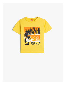 Koton T-Shirt Short California Printed Sleeve Crew Neck Cotton