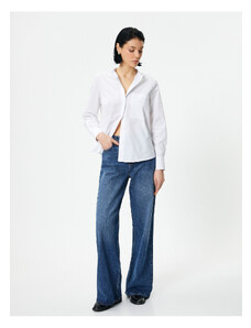 Koton Classic Shirt Long Sleeve Button Pocket Detailed