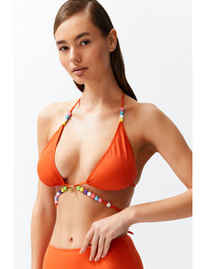 Trendyol Red Triangle Bead Accessory Bikini Top