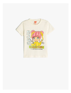 Koton T-Shirt Short Sleeve Crew Neck Anime Printed Cotton