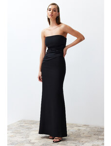 Trendyol Black Body-fitting Woven Long Evening Evening Dress