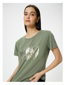 Koton Printed T-Shirt Crew Neck Short Sleeve Viscose Blended