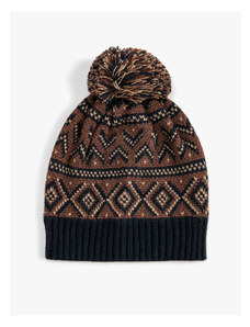 Koton Knitted Beret Ethnic Patterned with Pompom Detail