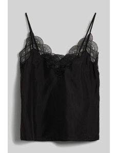 HALENKA KARL LAGERFELD FAN LACE SILK CAMISOLE