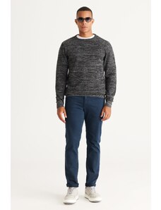 ALTINYILDIZ CLASSICS Men's Black-gray Standard Fit Normal Cut Crew Neck Rice Knit Patterned Knitwear