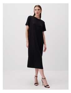 Jimmy Key Black Straight Cut Crew Neck Short Sleeve Knitted Dress