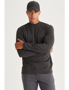 AC&Co / Altınyıldız Classics Men's Anthracite-melange Anti-Pilling Standard Fit Normal Cut Half Turtleneck Knitwear Sweater