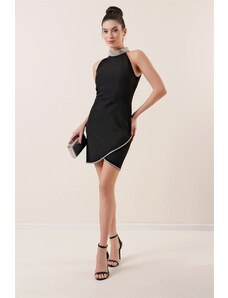 By Saygı Collar And Skirt Stone Detailed Dress Black