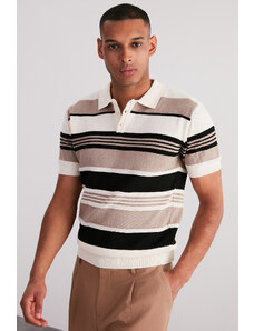 Trendyol Multi Color Regular Fit Striped Knitwear Polo Neck T-Shirt