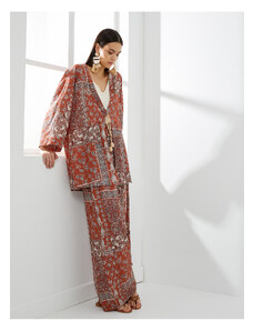 Koton Kimono Ethnic Patterned Tie Detailed Viscose
