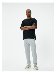 Koton Jogger Sweatpants Tie Waist Stitching Detail Zipper with Pocket.