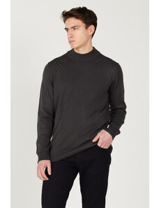 AC&Co / Altınyıldız Classics Men's Anthracite Anti-Pilling Anti-Pilling Standard Fit Half Turtleneck Knitwear Sweater