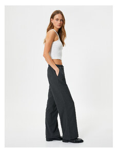 Koton Wide Leg Trousers Tied Waist Relaxed Cut Pocket Detailed